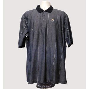 Slazenger Dallas Logo Polo Shirt Mens XL Black White Striped Button Up Golf Wear